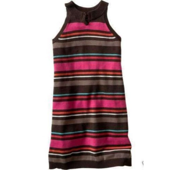 Gap kids striped sleeveless tank sweater jumper dress tunic top pink brown S M - Picture 1 of 1